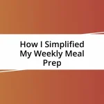 How I Simplified My Weekly Meal Prep