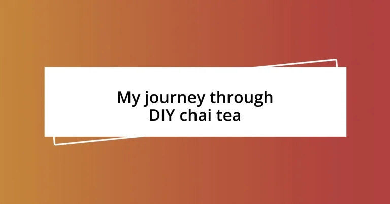 My journey through DIY chai tea