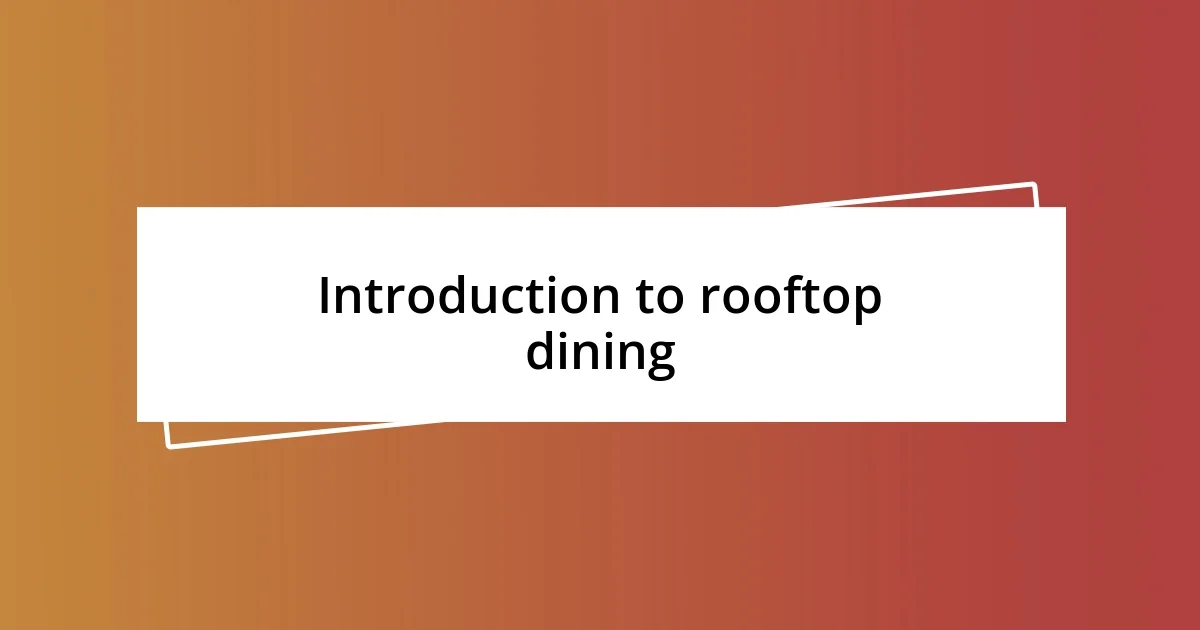 Introduction to rooftop dining