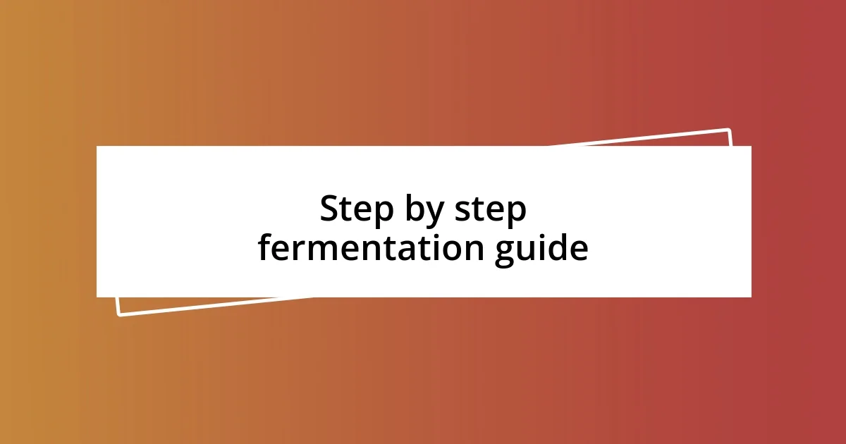 Step by step fermentation guide